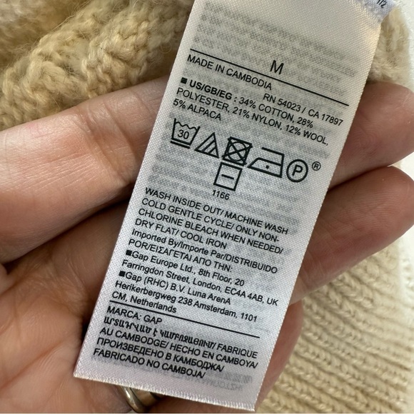 Gap Pointelle Knit Ivory Winter White Wool Alpaca Blend Long Sleeve Crewneck - Picture 9 of 11